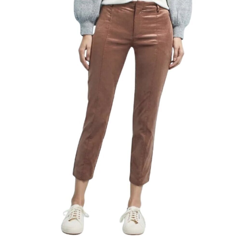 Anthropologie Womens 6 The Essential Slim Crop Trousers Copper Velvet